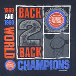 NBA (Trench) - Detroit Pistons Back 2 Back World Champions T-Shirt 1990 Vintage Basketball Medium