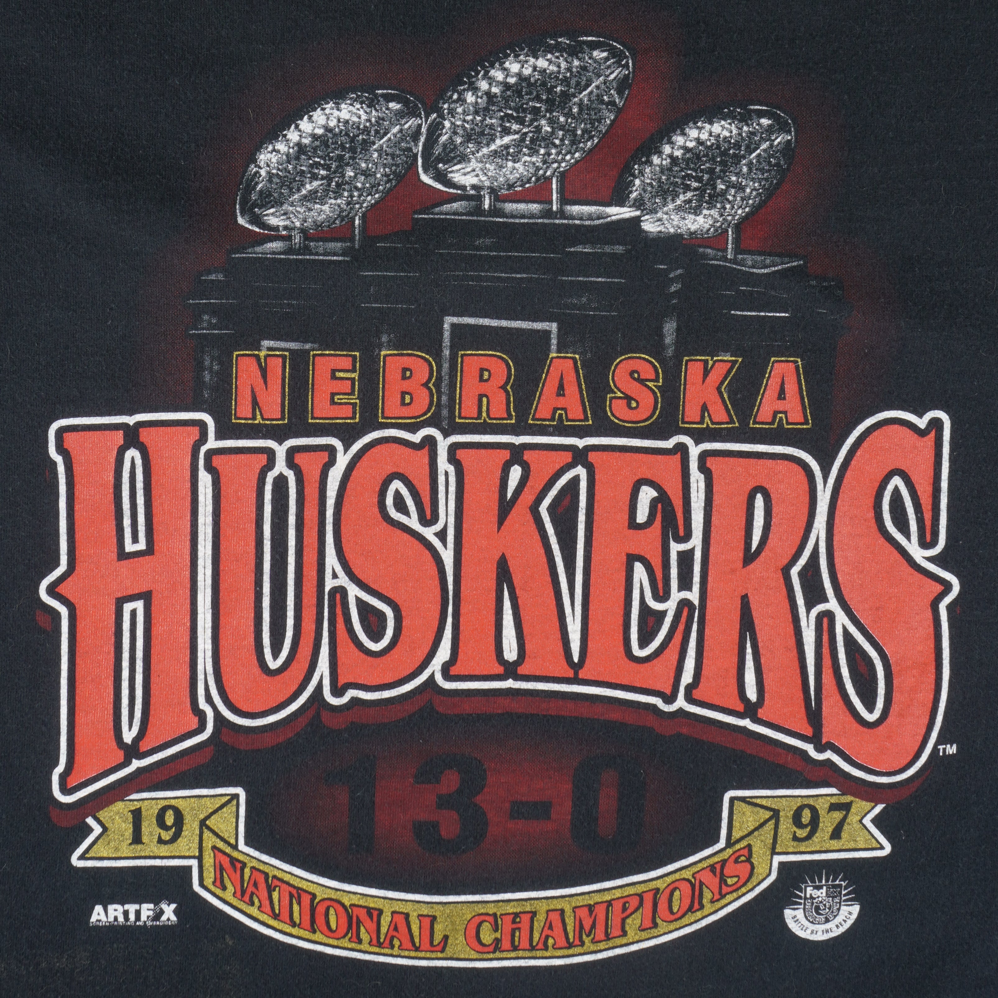 NCAA (Art-Fx) - Nebraska Huskers National Champions T-Shirt 1997 XX-Large Vintage College Football