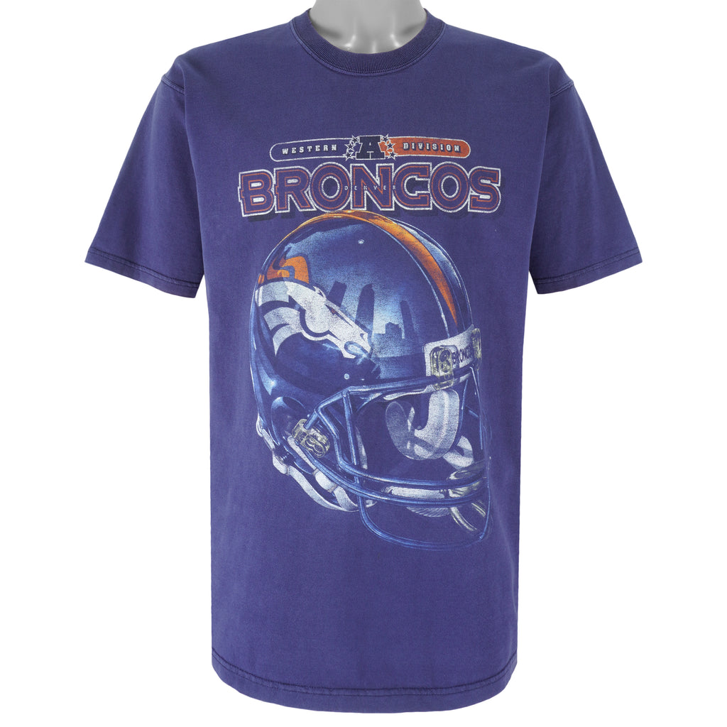 NFL (Pro Player) - Denver Broncos Western Division Helmet T-Shirt 1990s Large Vintage Football