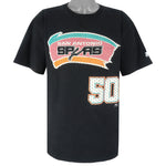 Starter - San Antonio Spurs David Robinson No. 50 Basketball T-Shirt 1990s Large