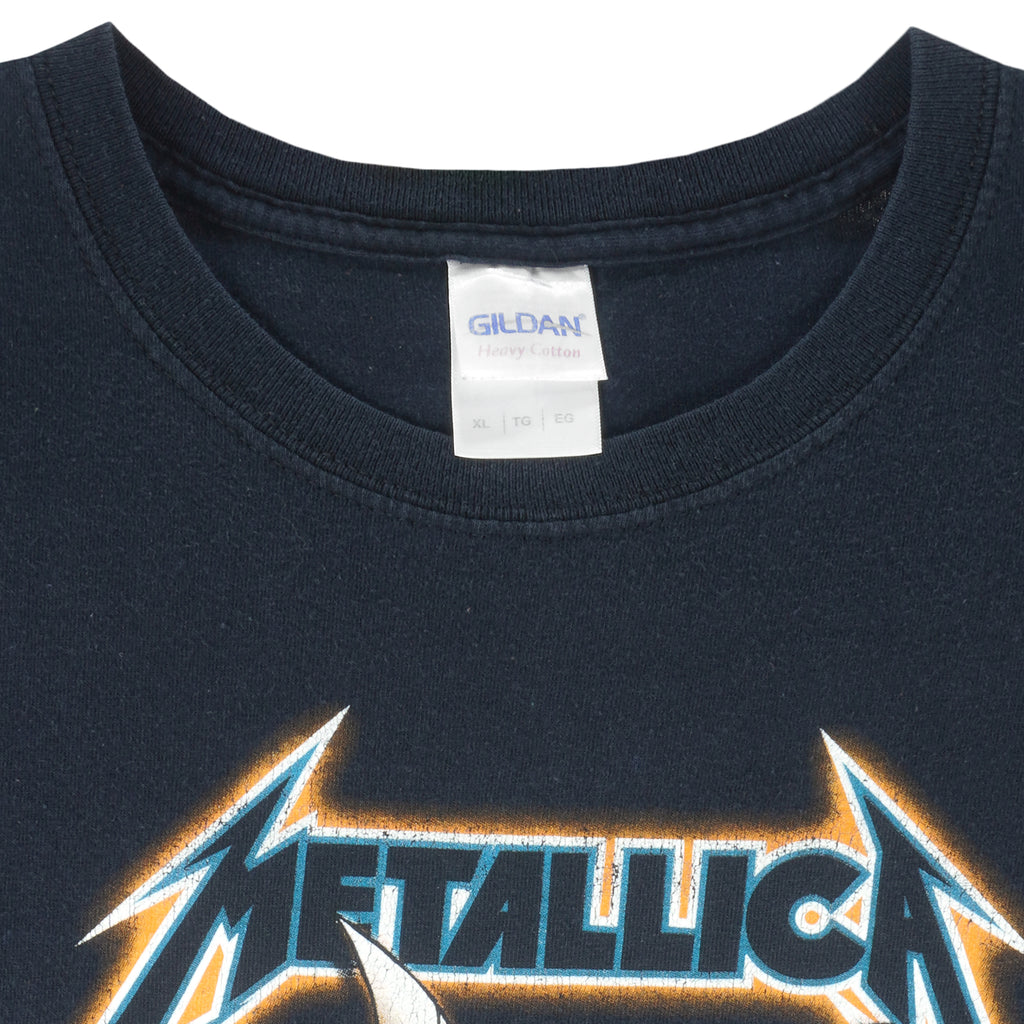 NHL (Gildan) - Black San Jose Sharks Metallica T-Shirt 1990s X-Large Vintage Retro Hockey
