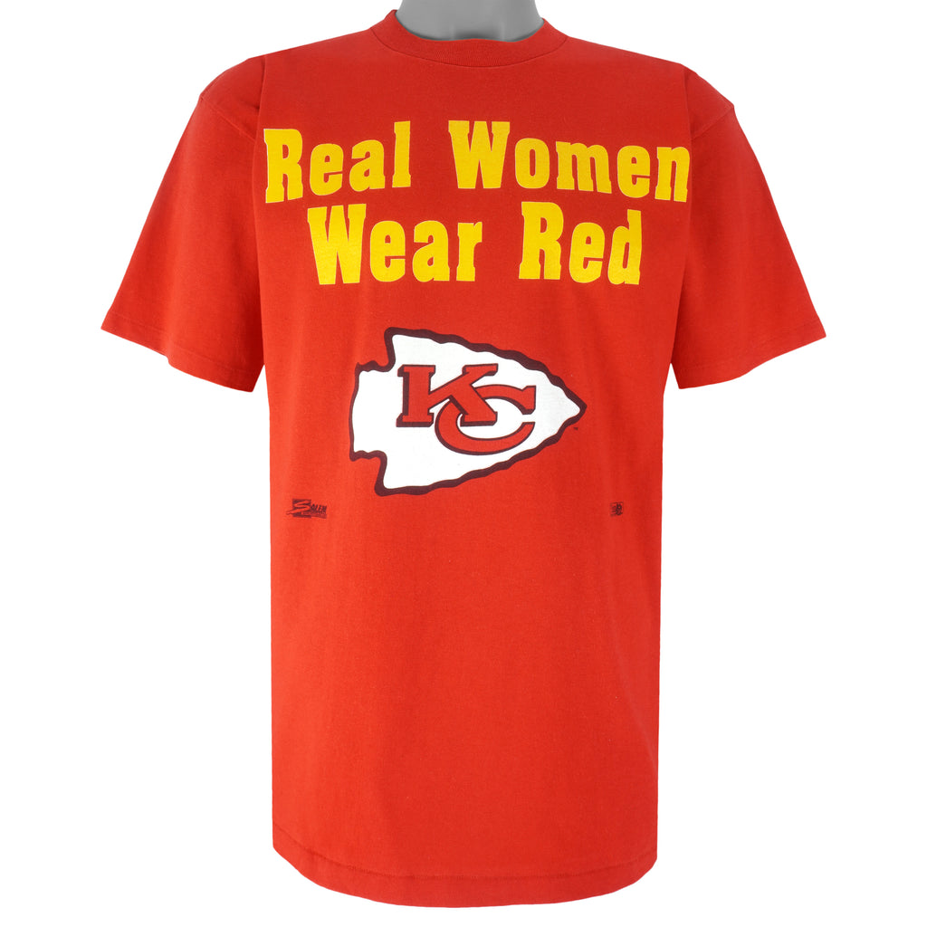 NFL (Salem) - Kansas City Chiefs Real Women Wear Red T-Shirt 1990s Large Vintage Retro Football