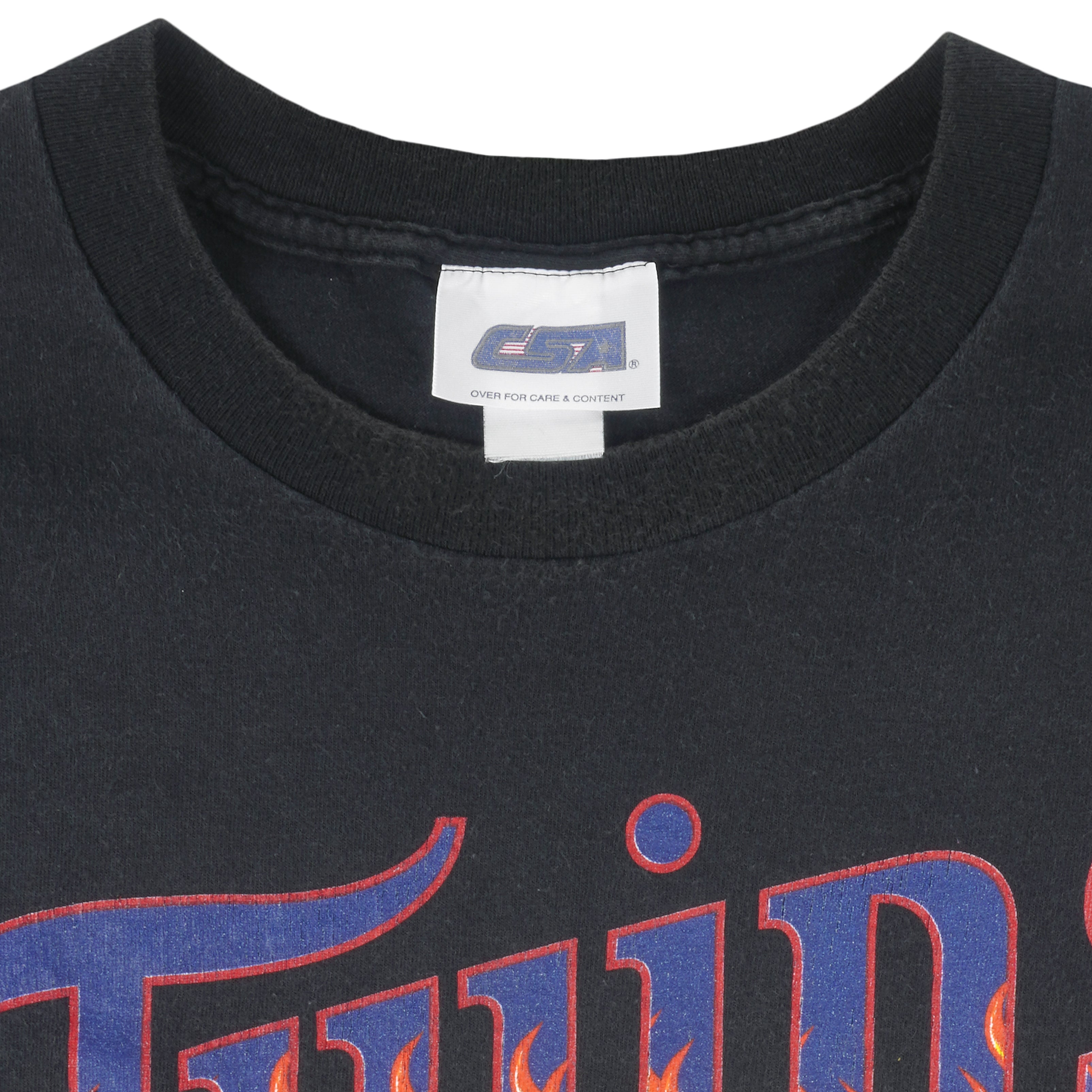 MLB (CSA) - Minnesota Twins Spell-Out with Flames T-Shirt 2002 Vintage Baseball XX-Large