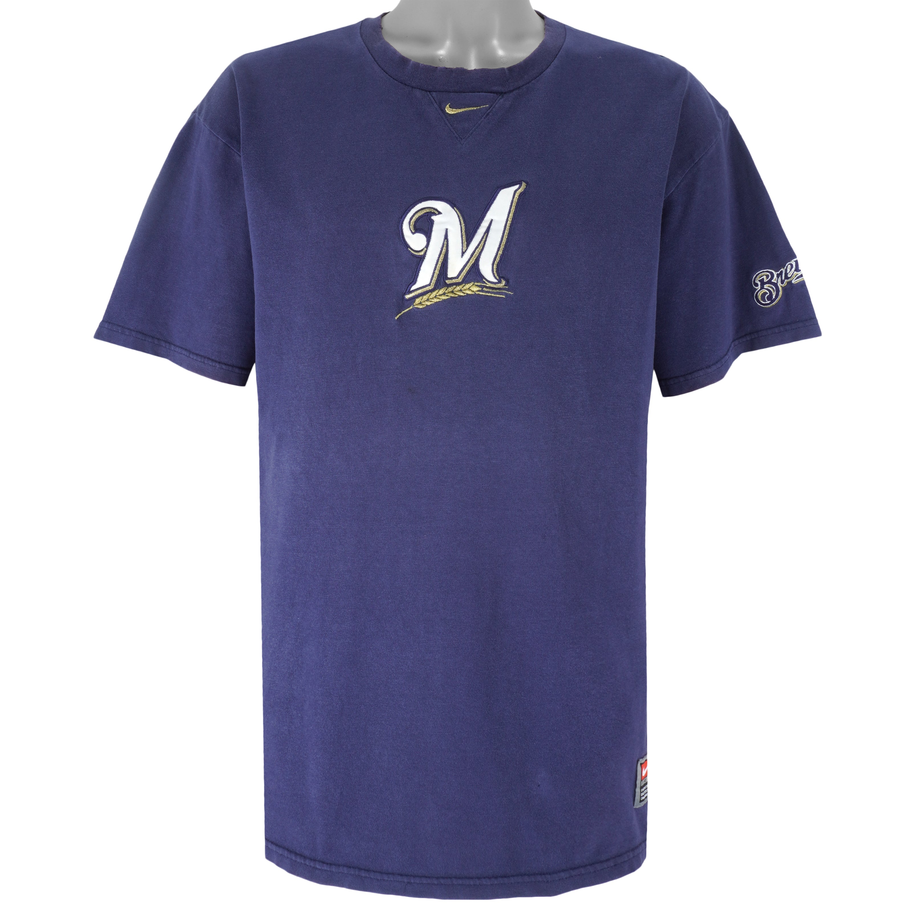 Nike - Milwaukee Brewers Embroidered T-Shirt 1990s Large Vintage Baseball MLB