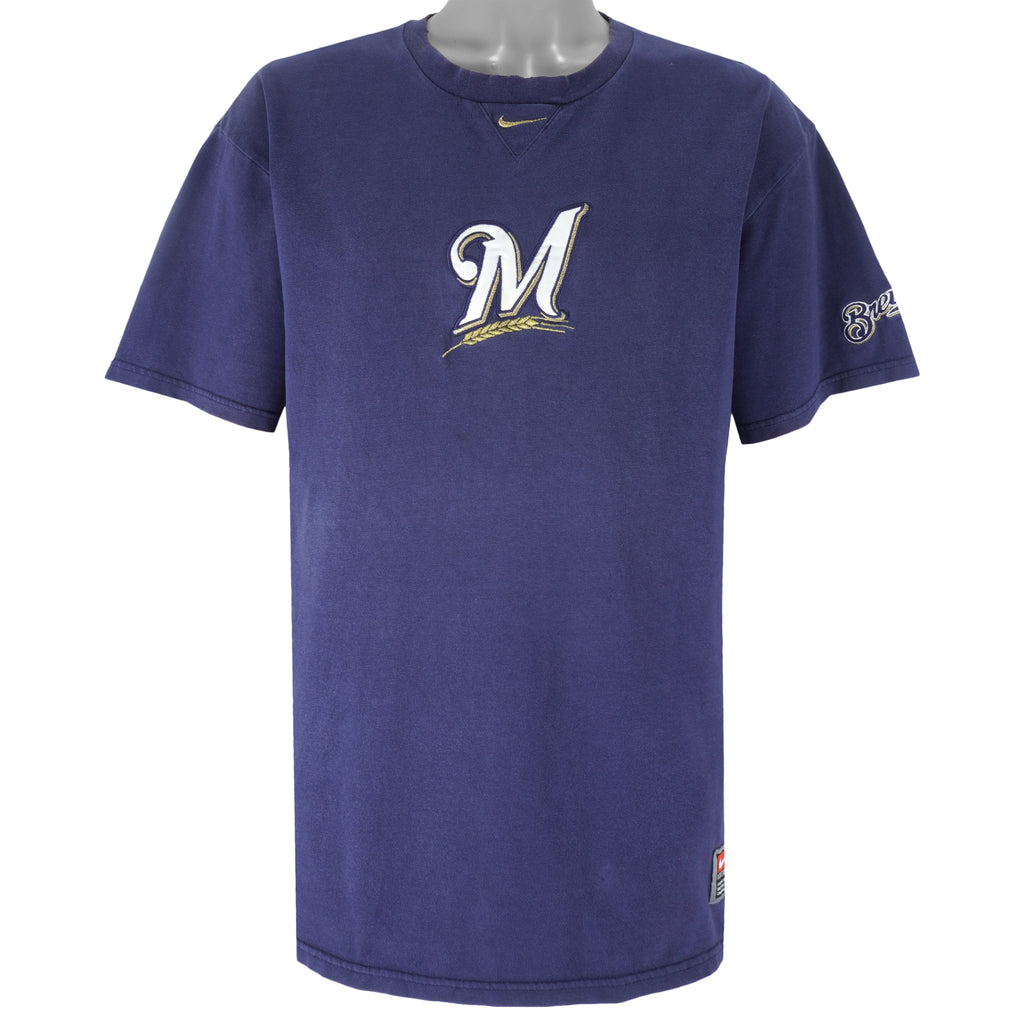 Nike - Milwaukee Brewers Embroidered T-Shirt 1990s Large Vintage Baseball MLB