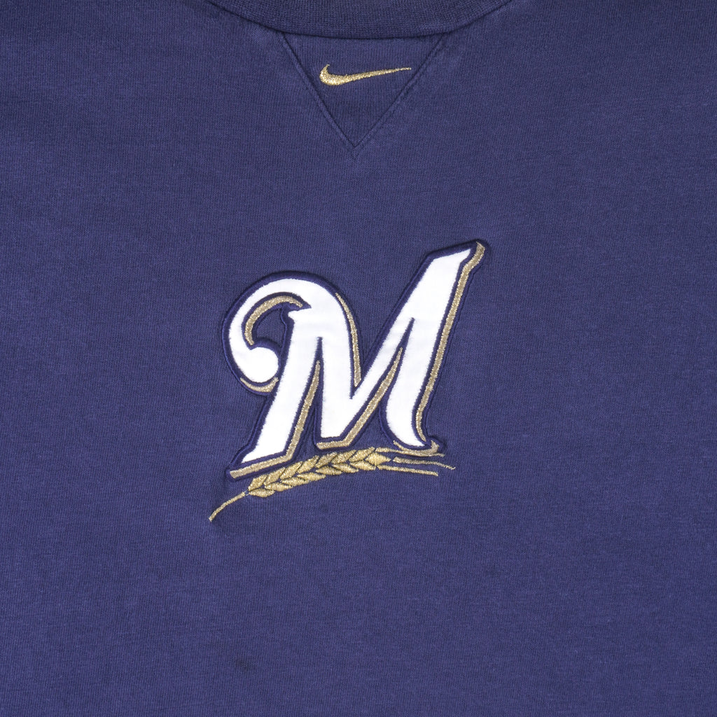 Nike - Milwaukee Brewers Embroidered T-Shirt 1990s Large Vintage Baseball MLB