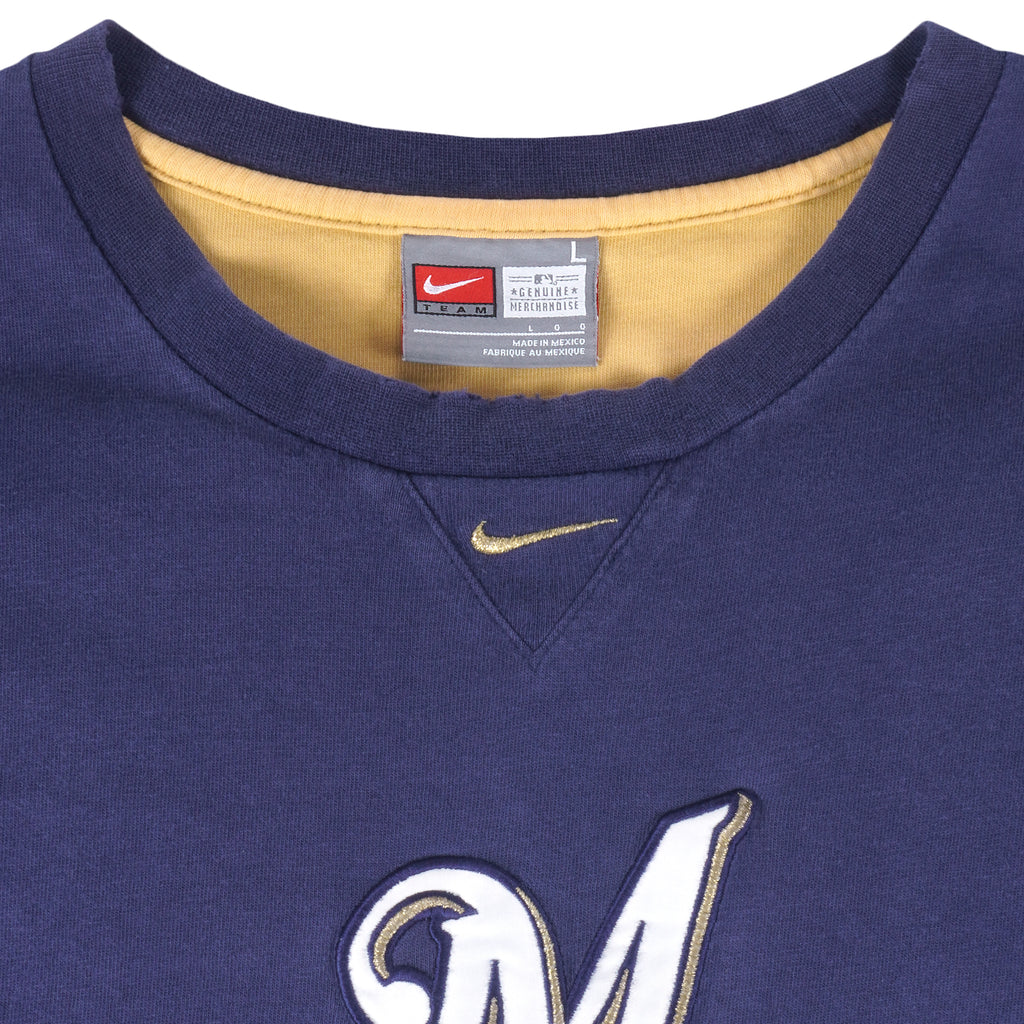 Nike - Milwaukee Brewers Embroidered T-Shirt 1990s Large Vintage Baseball MLB