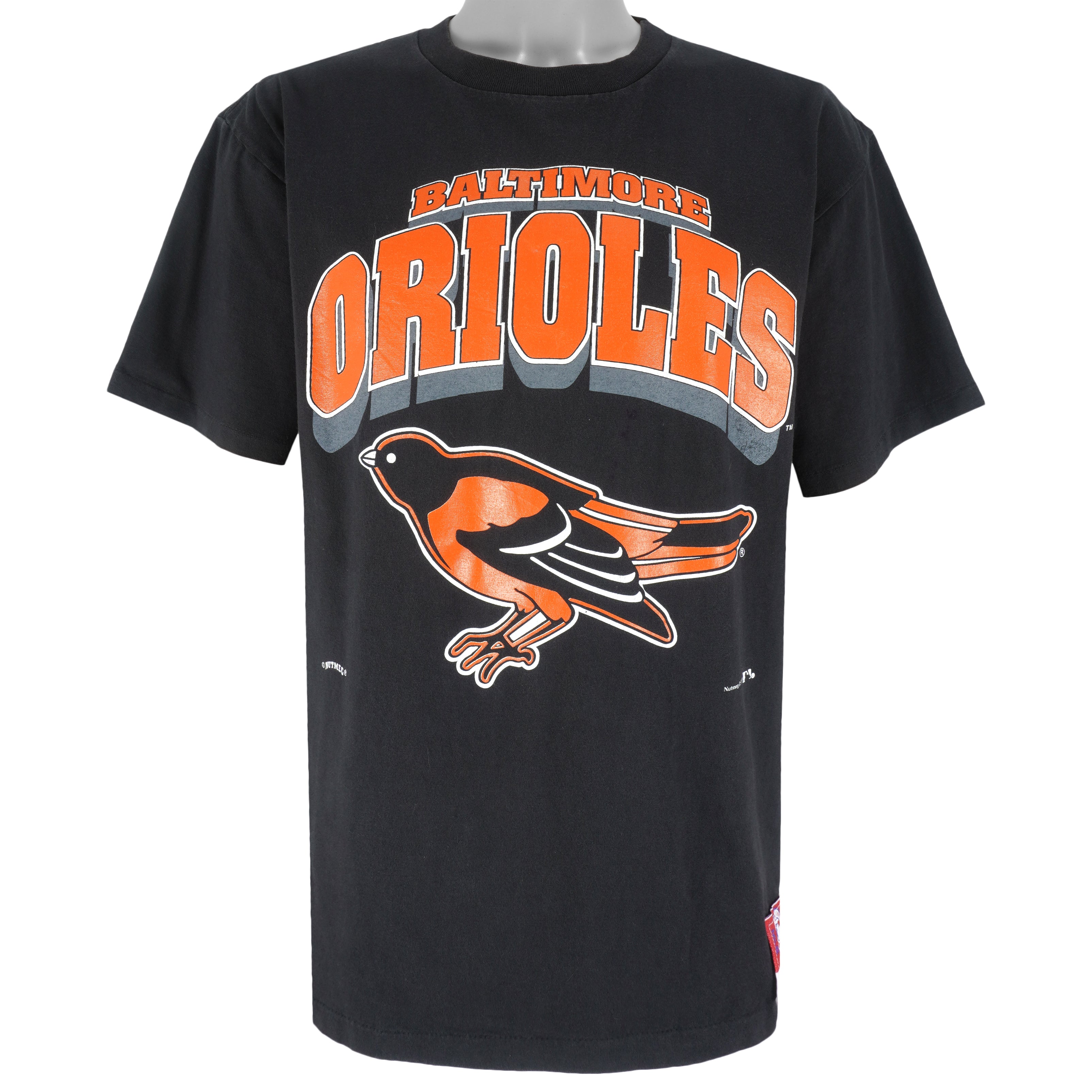 MLB (Nutmeg) - Baltimore Orioles T-Shirt 1995 Large Vintage Retro Baseball