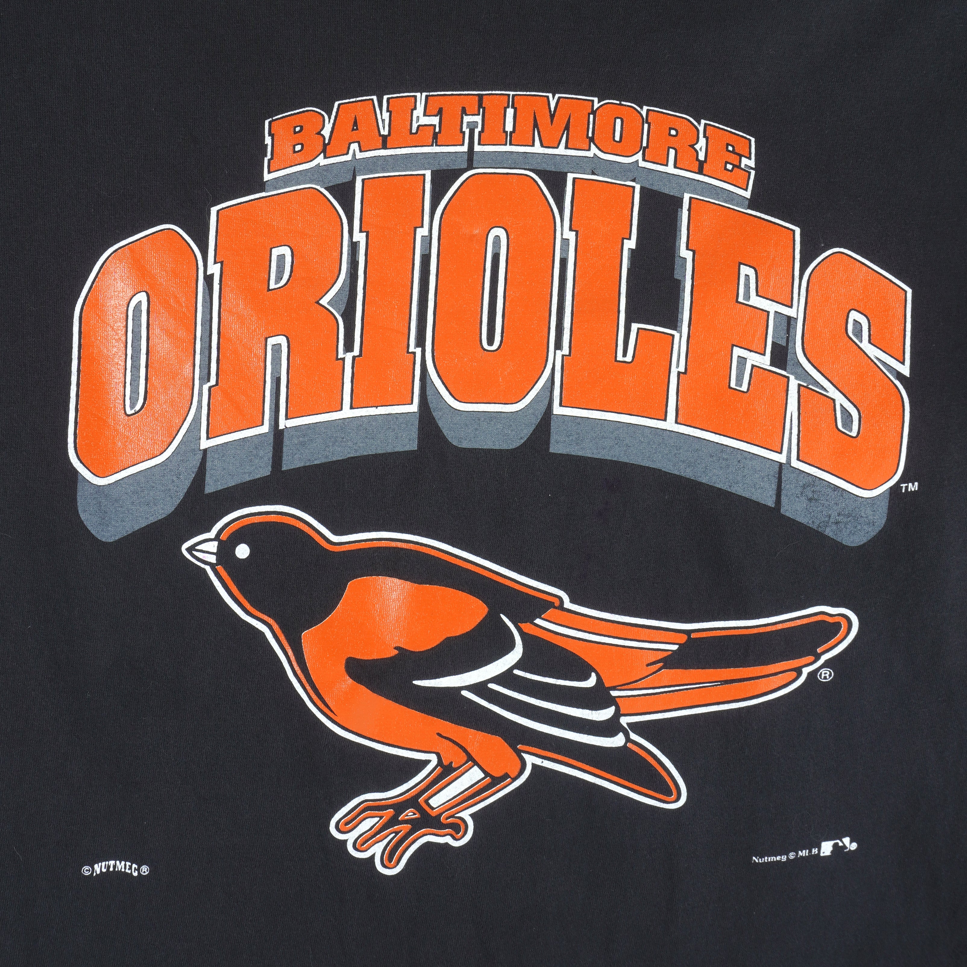 MLB (Nutmeg) - Baltimore Orioles Cal Ripken No.8 T-Shirt 1995 Large Vintage Retro Baseball