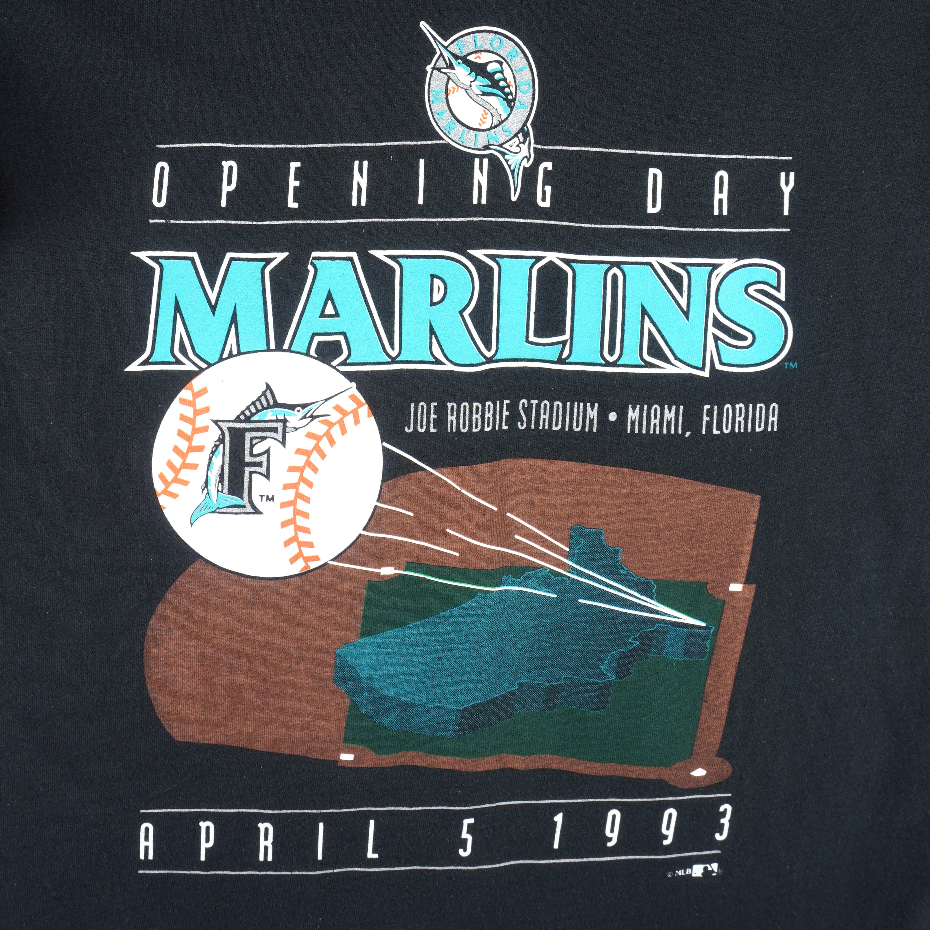 MLB (Home Team) - Florida Marlins Team Players Single Stitch T-Shirt 1993 Large Vintage Retro Baseball