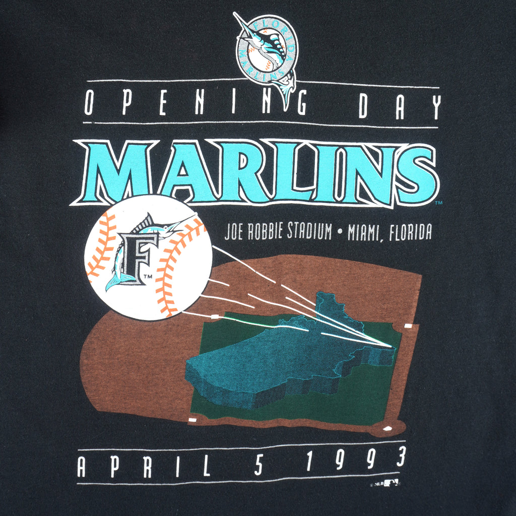 MLB (Home Team) - Florida Marlins Team Players Single Stitch T-Shirt 1993 Large Vintage Retro Baseball