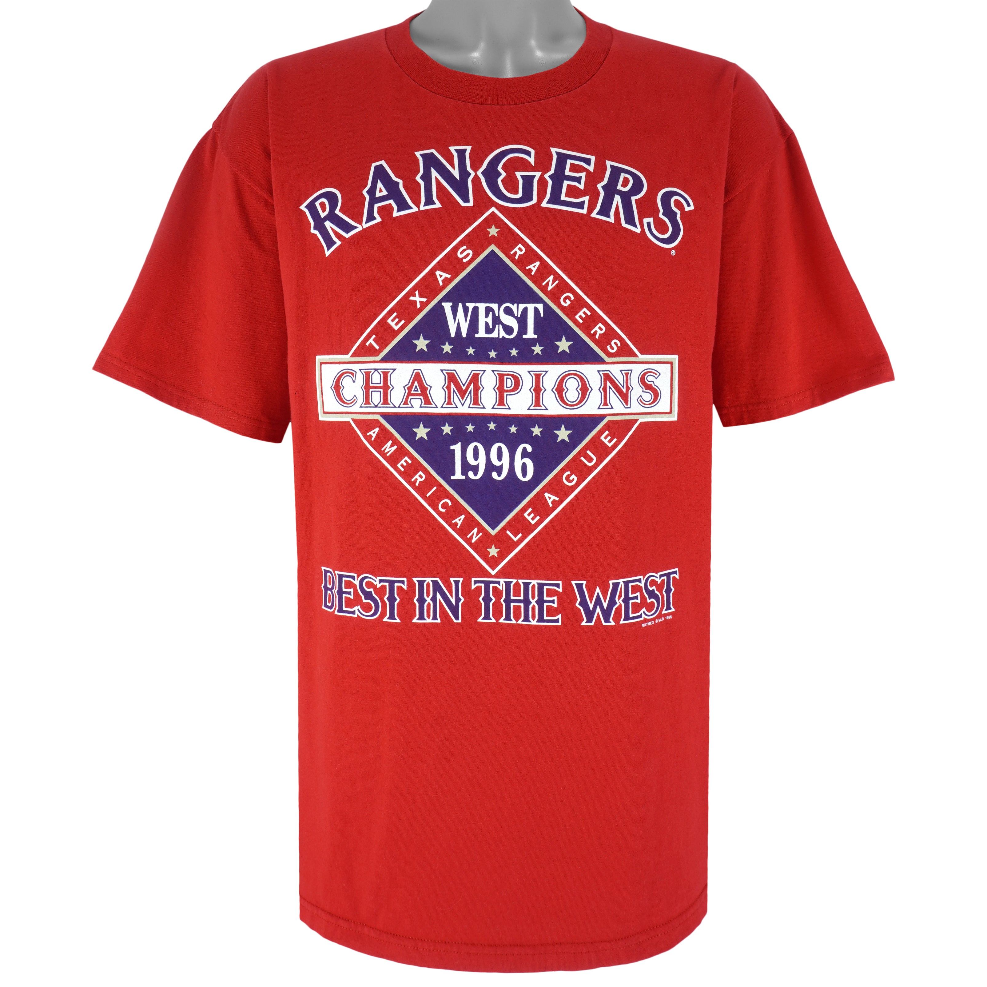 MLB (Lee) - Texas Rangers Champions T-Shirt 1996 X-Large Vintage Retro Baseball