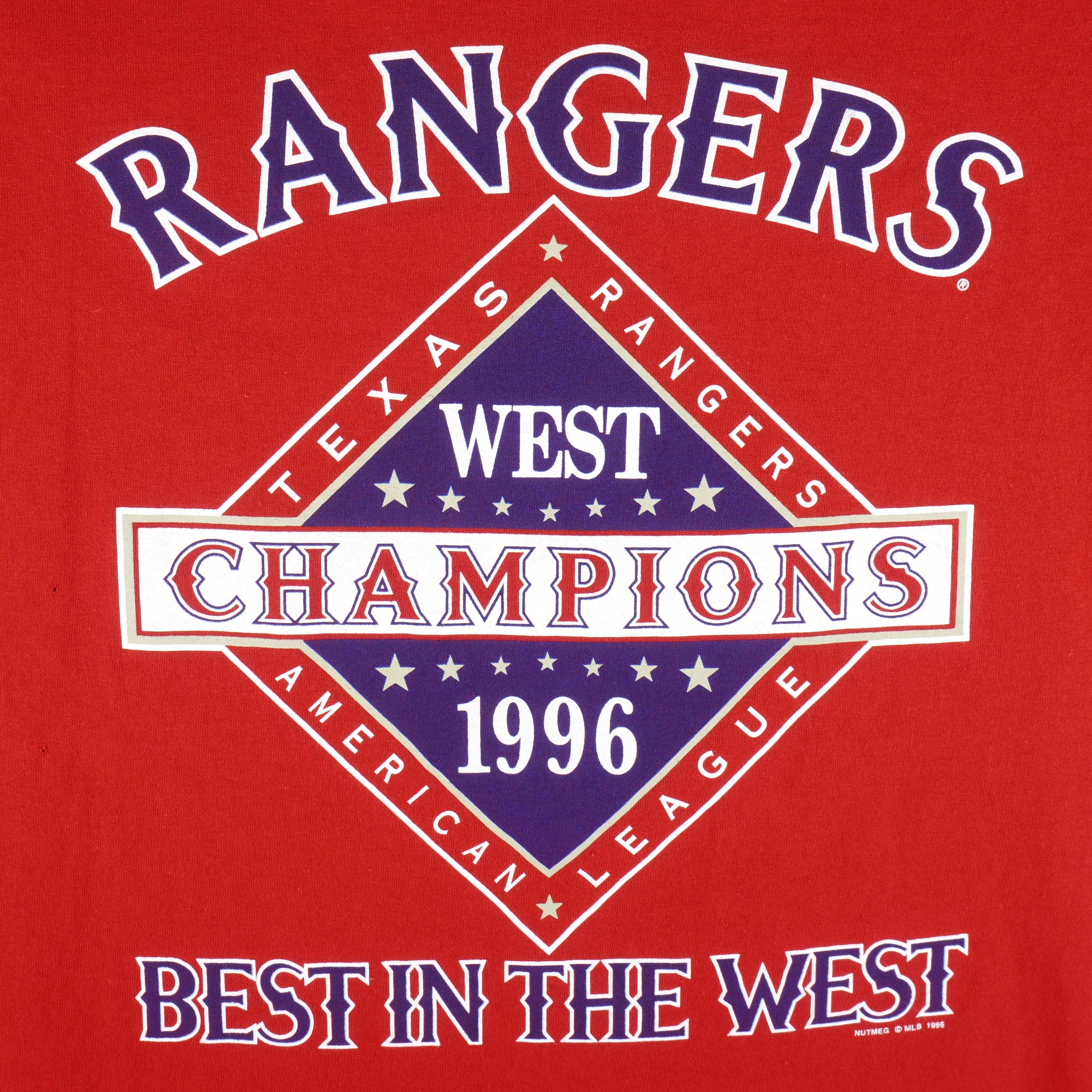 MLB (Lee) - Texas Rangers Champions T-Shirt 1996 X-Large Vintage Retro Baseball