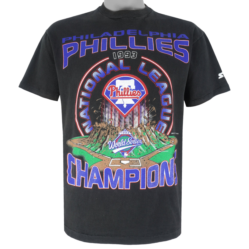 Starter - Philadelphia Phillies Champs Single Stitch T-Shirt 1993 Large Vintage Retro Baseball