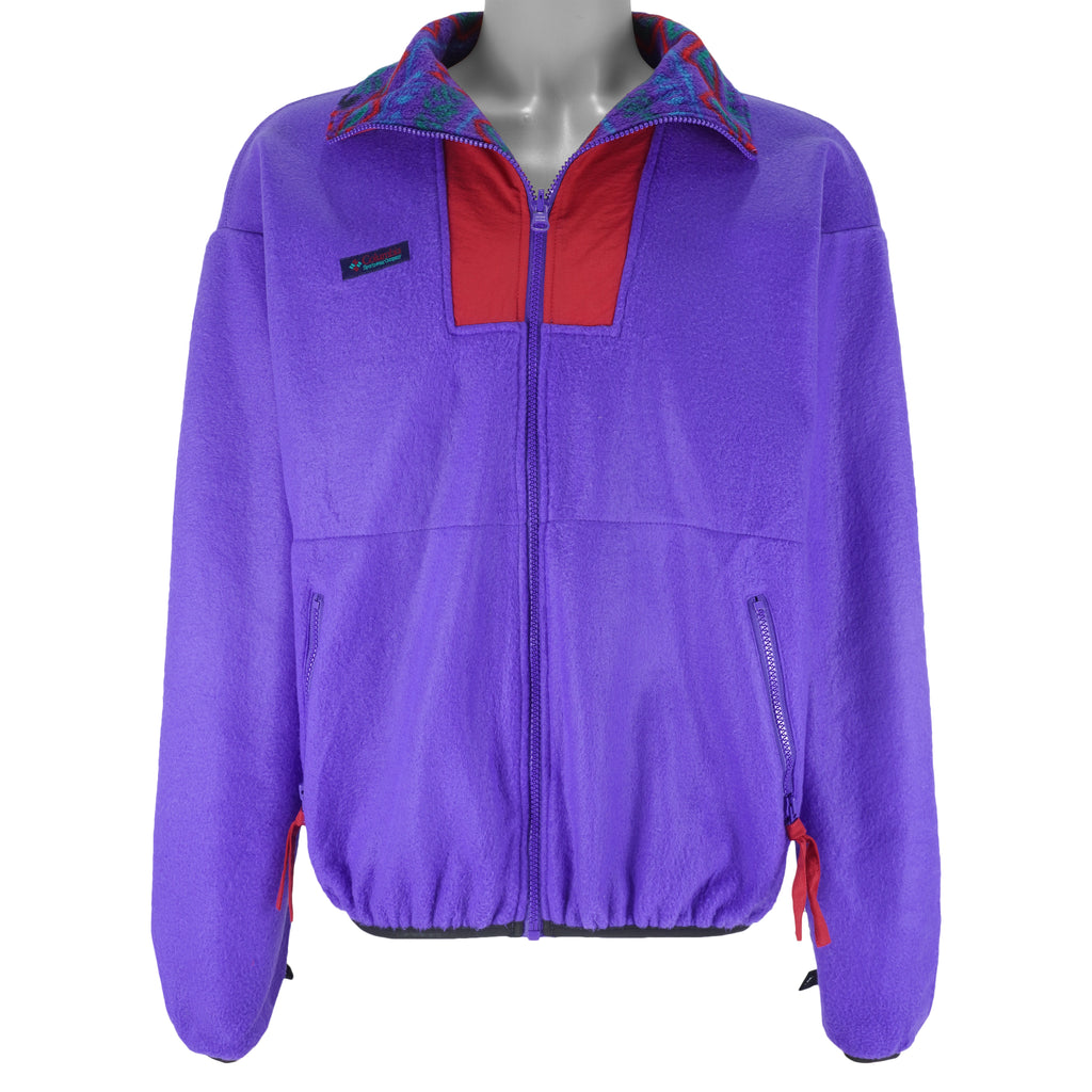 Columbia - Purple Zip-Up Fleece Jacket 1990s Medium Vintage Retro