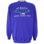 NFL (Logo Athletic) - Seattle Seahawks Embroidered Crew Neck Sweatshirt 1990s Large Vintage Retro Football