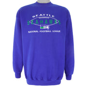 NFL (Logo Athletic) - Seattle Seahawks Embroidered Crew Neck Sweatshirt 1990s Large Vintage Retro Football