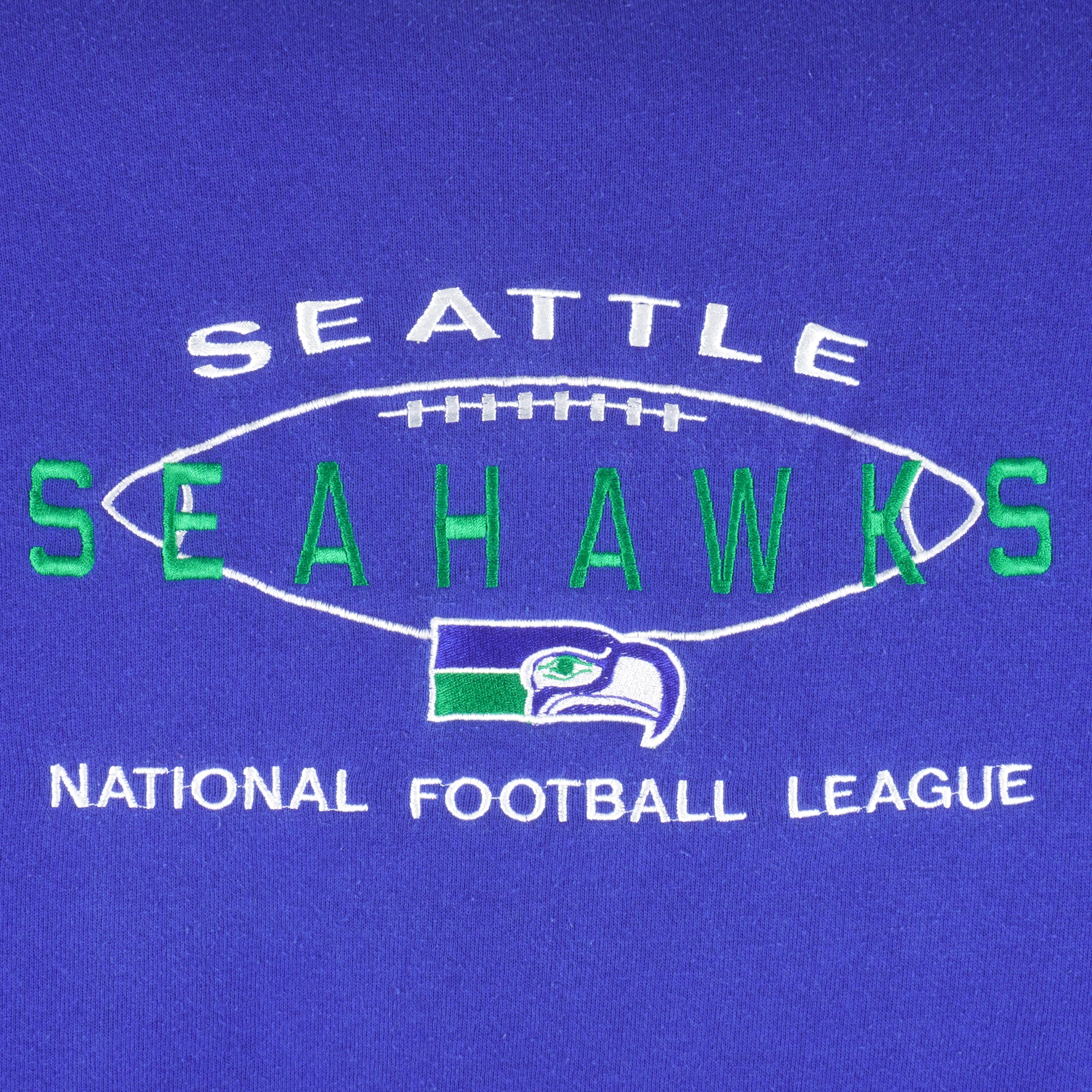 NFL (Logo Athletic) - Seattle Seahawks Embroidered Crew Neck Sweatshirt 1990s Large Vintage Retro Football