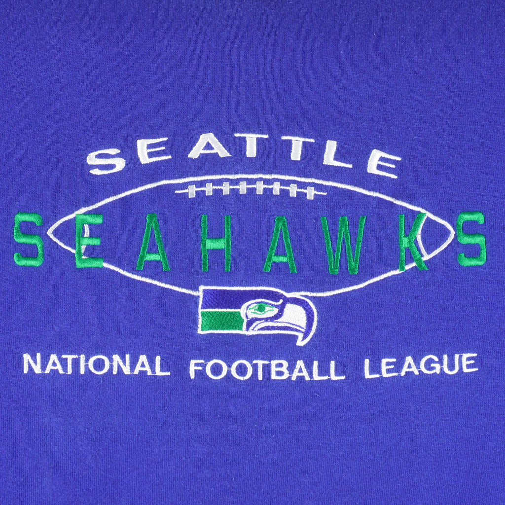 NFL (Logo Athletic) - Seattle Seahawks Embroidered Crew Neck Sweatshirt 1990s Large Vintage Retro Football