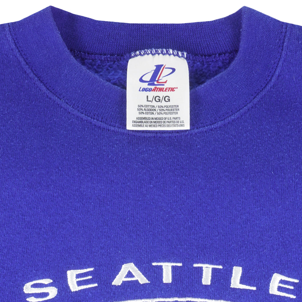 NFL (Logo Athletic) - Seattle Seahawks Embroidered Crew Neck Sweatshirt 1990s Large Vintage Retro Football