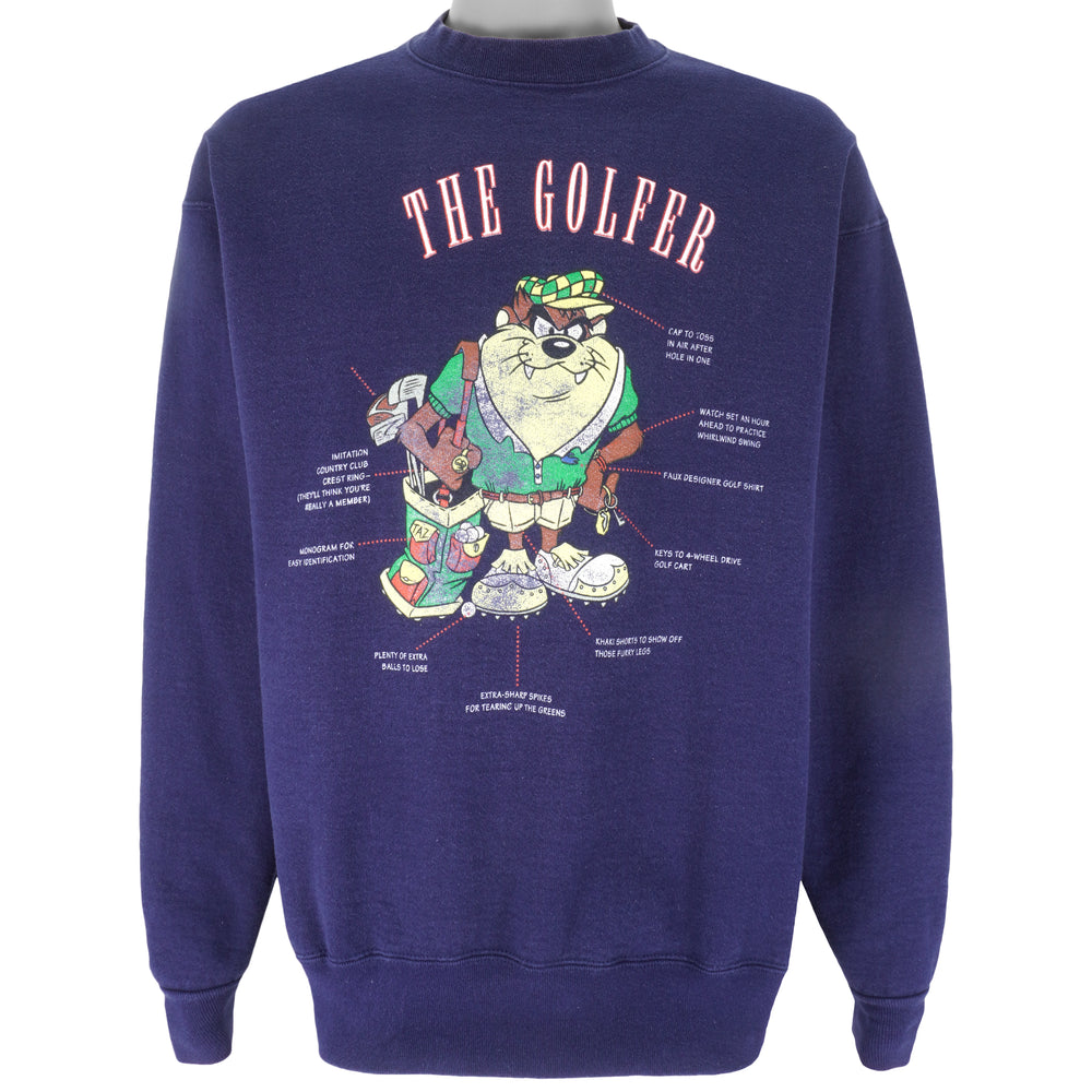 Looney Tunes - Taz The Golfer Crew Neck Sweatshirt 1990s Large Vintage Retro