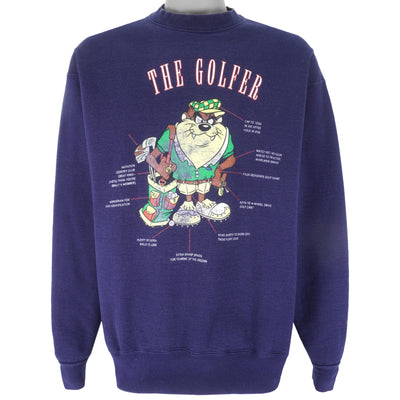 Looney Tunes - Taz The Golfer Equipments Crew Neck Sweatshirt 1990s Large