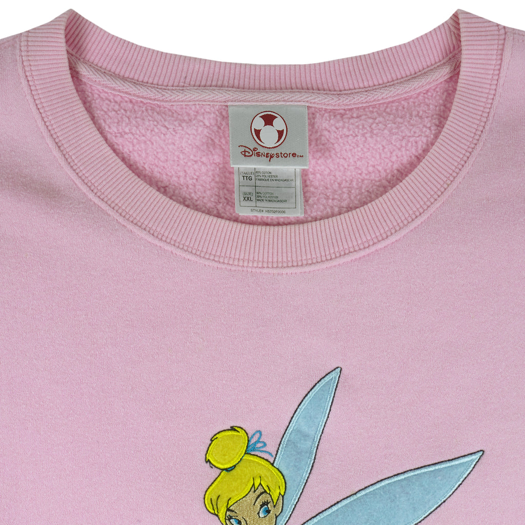 Disney - Tinker Bell Embroidered Crew Neck Sweatshirt 1990s XX-Large
