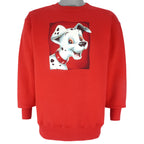 Disney - Red 101 Dalmatians Crew Neck Sweatshirt 1990s Medium Vintage Retro