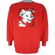 Disney - Red 101 Dalmatians Crew Neck Sweatshirt 1990s Medium Vintage Retro