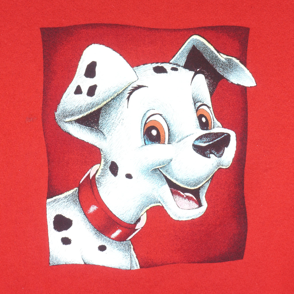 Disney - Red 101 Dalmatians Crew Neck Sweatshirt 1990s Medium Vintage Retro