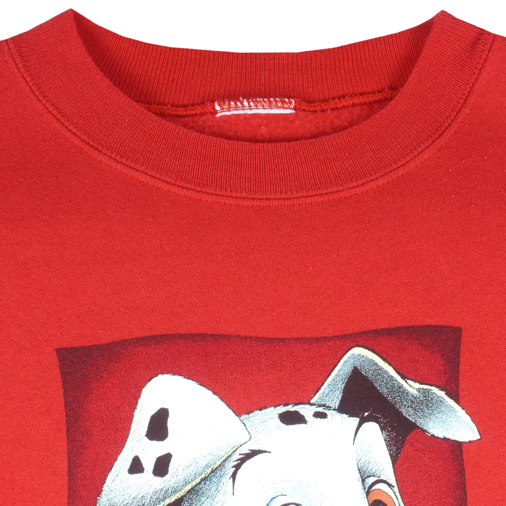 Disney - Red 101 Dalmatians Crew Neck Sweatshirt 1990s Medium Vintage Retro