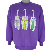 Vintage (Hanes) - Purple Big Cats Breakout Crew Neck Sweatshirt 1990s Large Vintage Retro