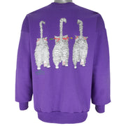 Vintage (Hanes) - Purple Big Cats Breakout Crew Neck Sweatshirt 1990s Large Vintage Retro