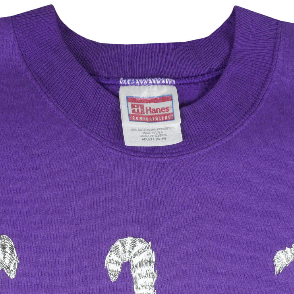 Vintage (Hanes) - Purple Big Cats Breakout Crew Neck Sweatshirt 1990s Large Vintage Retro