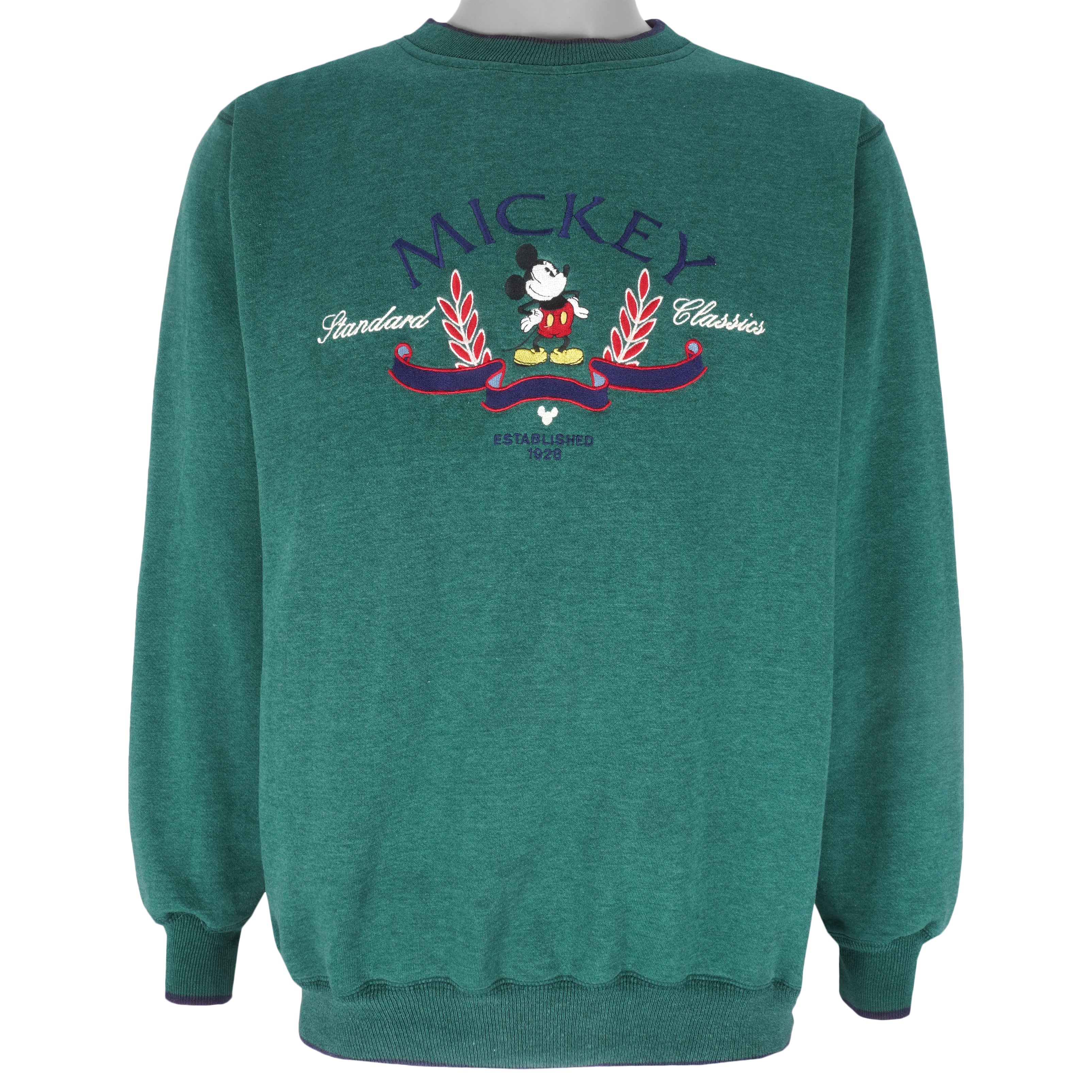 Disney - Mickey Mouse Standard Classics Crew Neck Sweatshirt 1990s Large Vintage Retro