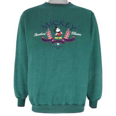 Disney - Mickey Mouse Embroidered Crew Neck Sweatshirt 1990s Large