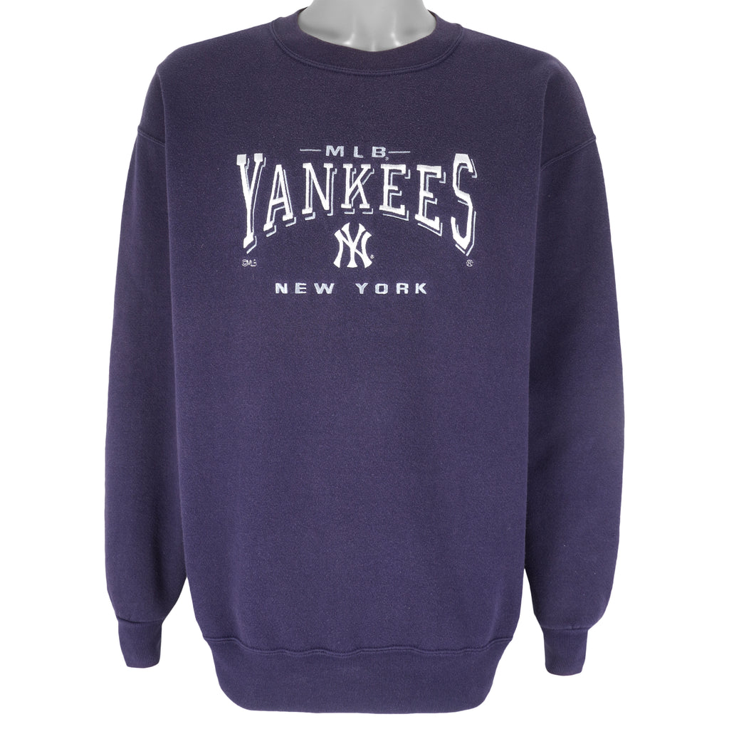 MLB (Lee) - New York Yankees Embroidered Crew Neck Sweatshirt 1990s Large Vintage Retro Baseball