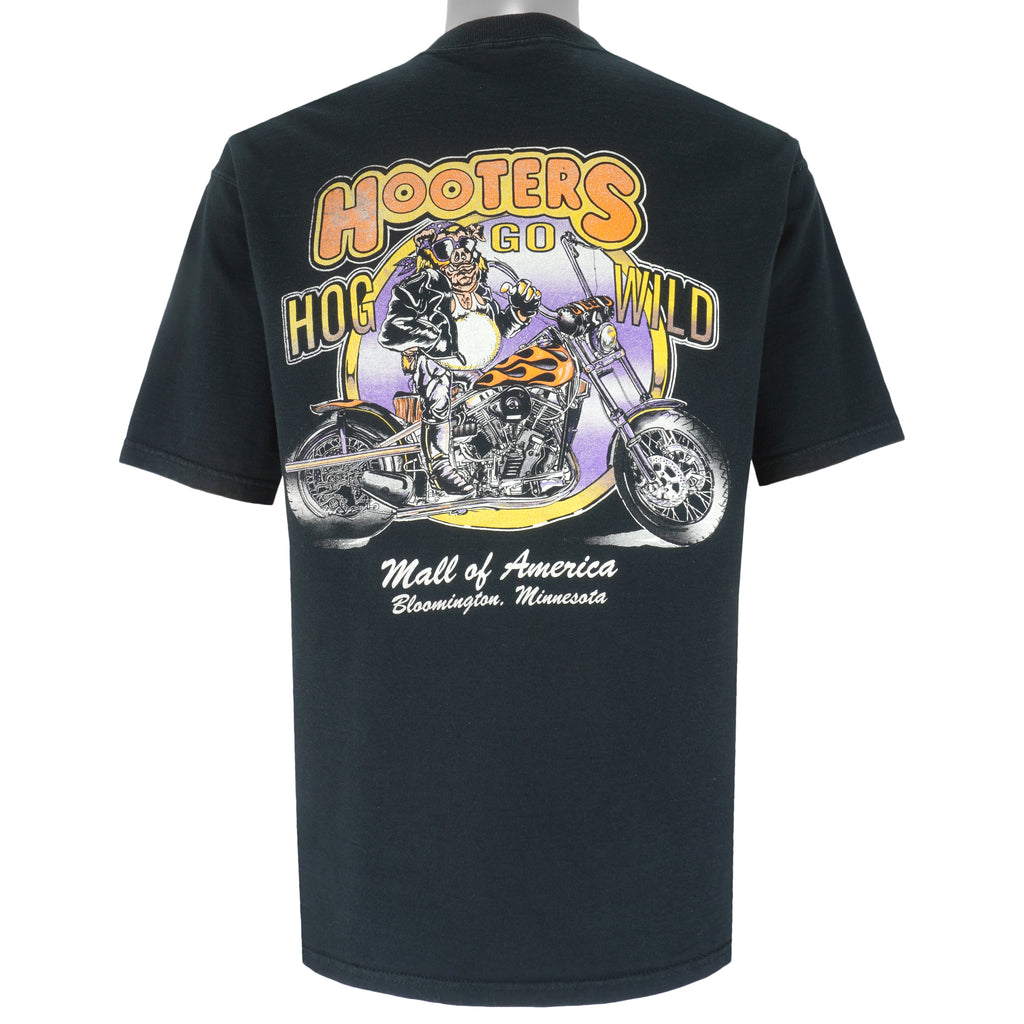 Vintage - Hooters Hog Go Wild Motorbike T-Shirt 1990s Large Vintage Retro