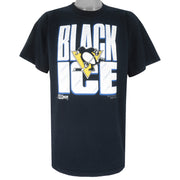 NHL (Salem) - Pittsburgh Penguins Black Ice Single Stitch T-Shirt 1990 X-Large Vintage Retro Hockey