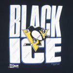 NHL (Salem) - Pittsburgh Penguins Black Ice Single Stitch T-Shirt 1990 X-Large Vintage Retro Hockey