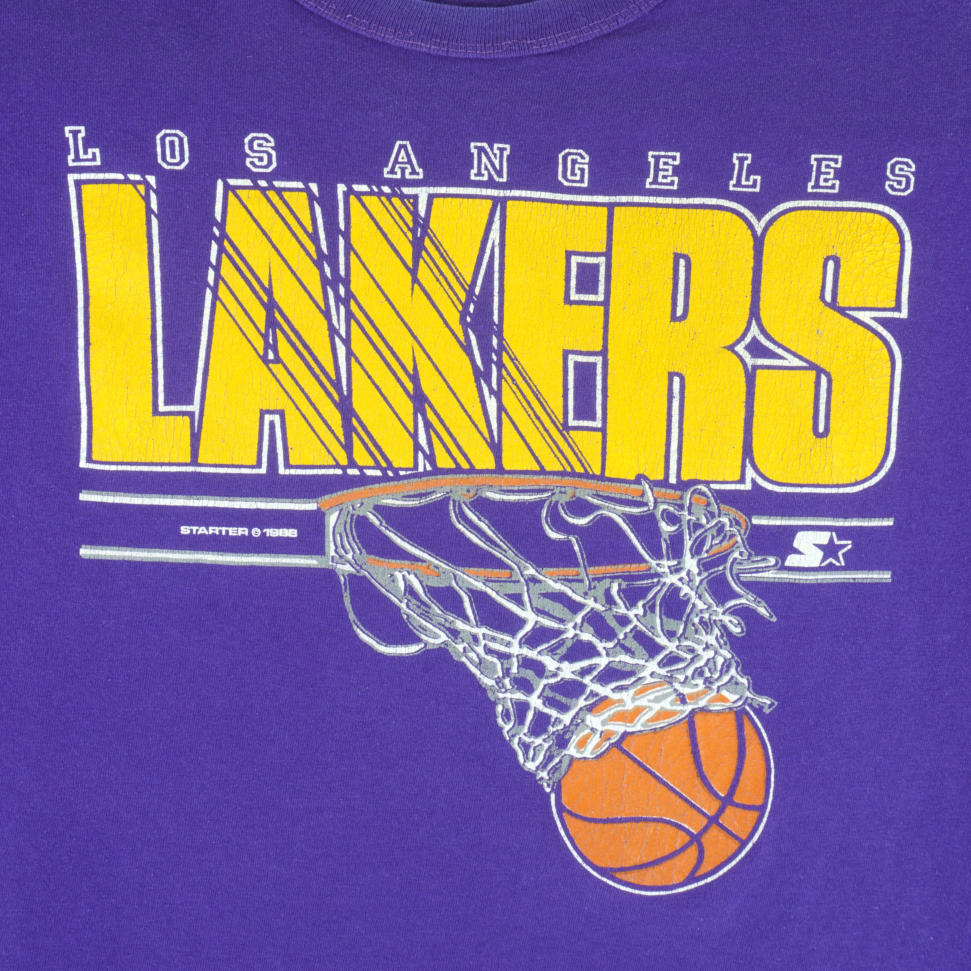 VINTAGE STARTER NBA LOS ANGELES LAKERS TEE SHIRT SIZE LARGE MADE IN USA