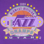 NBA (Hanes) - Utah Jazz Midwest Division Champs T-Shirt 1989 Large Vintage Retro