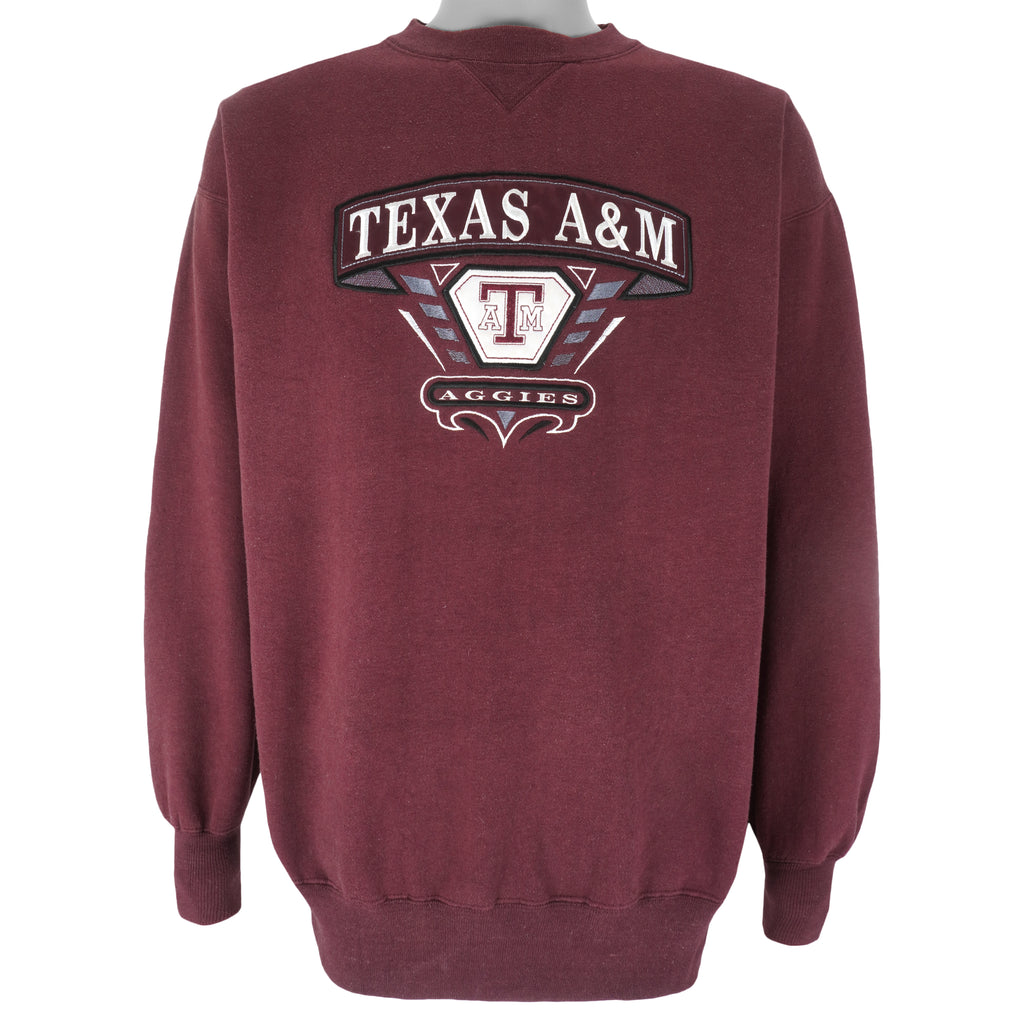 NCAA (Midwest) - Texas A&M Aggies Embroidered Crew Neck Sweatshirt 1990s Large Vintage Retro Football College