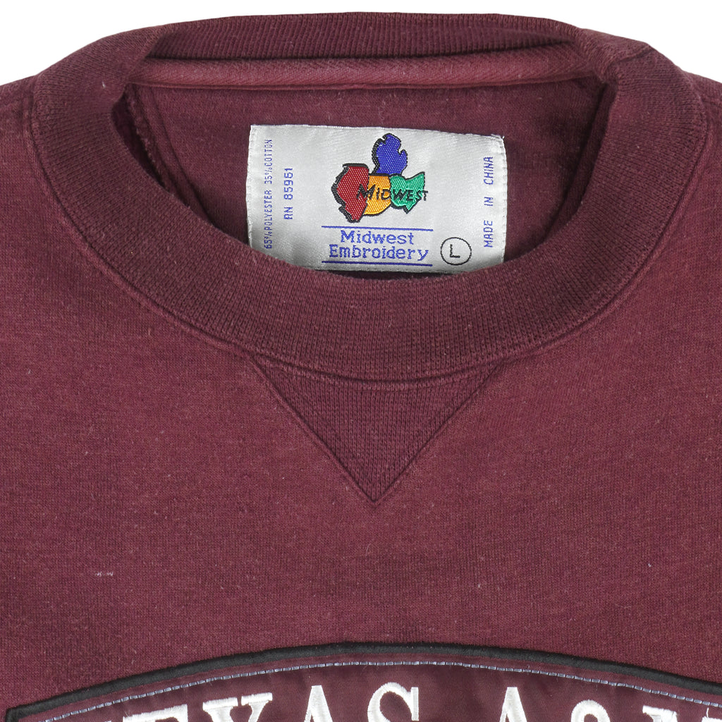 NCAA (Midwest) - Texas A&M Aggies Embroidered Crew Neck Sweatshirt 1990s Large Vintage Retro Football College