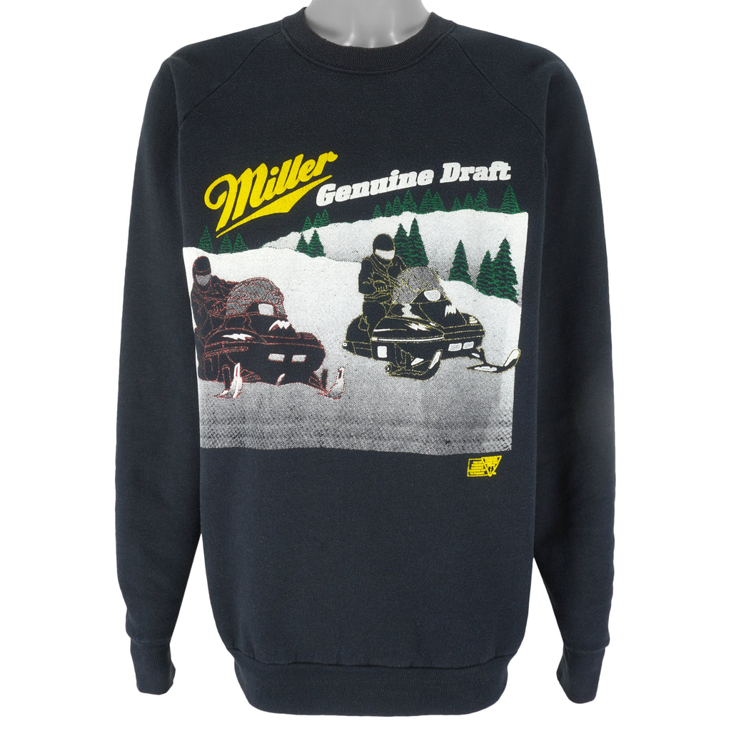 Vintage (Fruit Of The Loom) - Miller Draft Snowmobiles Sweatshirt 1990s X-Large Vintage Retro
