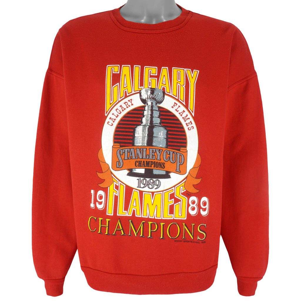 NHL - Calgary Flames Champions Crew Neck Sweatshirt 1989 X-Large Vintage Retro Hockey