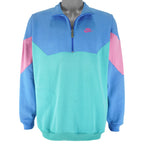Nike - Blue & Green 1/4 Zip Sweatshirt 1990s Large Vintage Retro