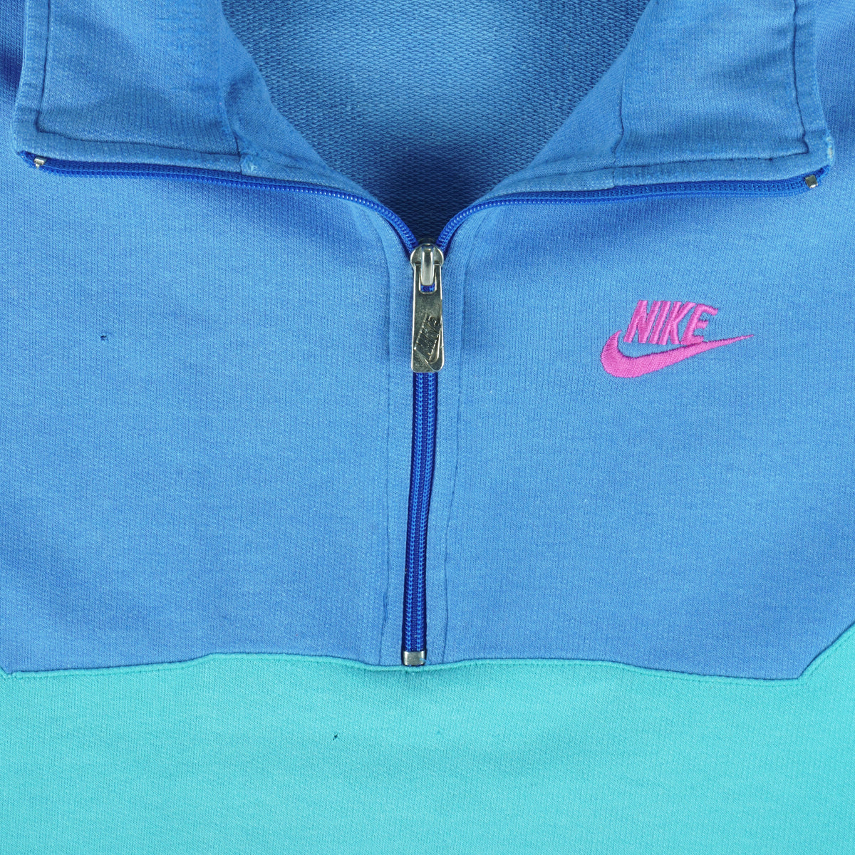 Nike - Blue & Green 1/4 Zip Sweatshirt 1990s Large Vintage Retro