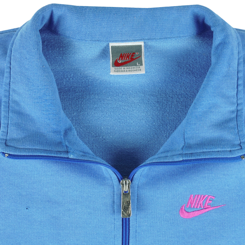 Nike - Blue & Green 1/4 Zip Sweatshirt 1990s Large Vintage Retro