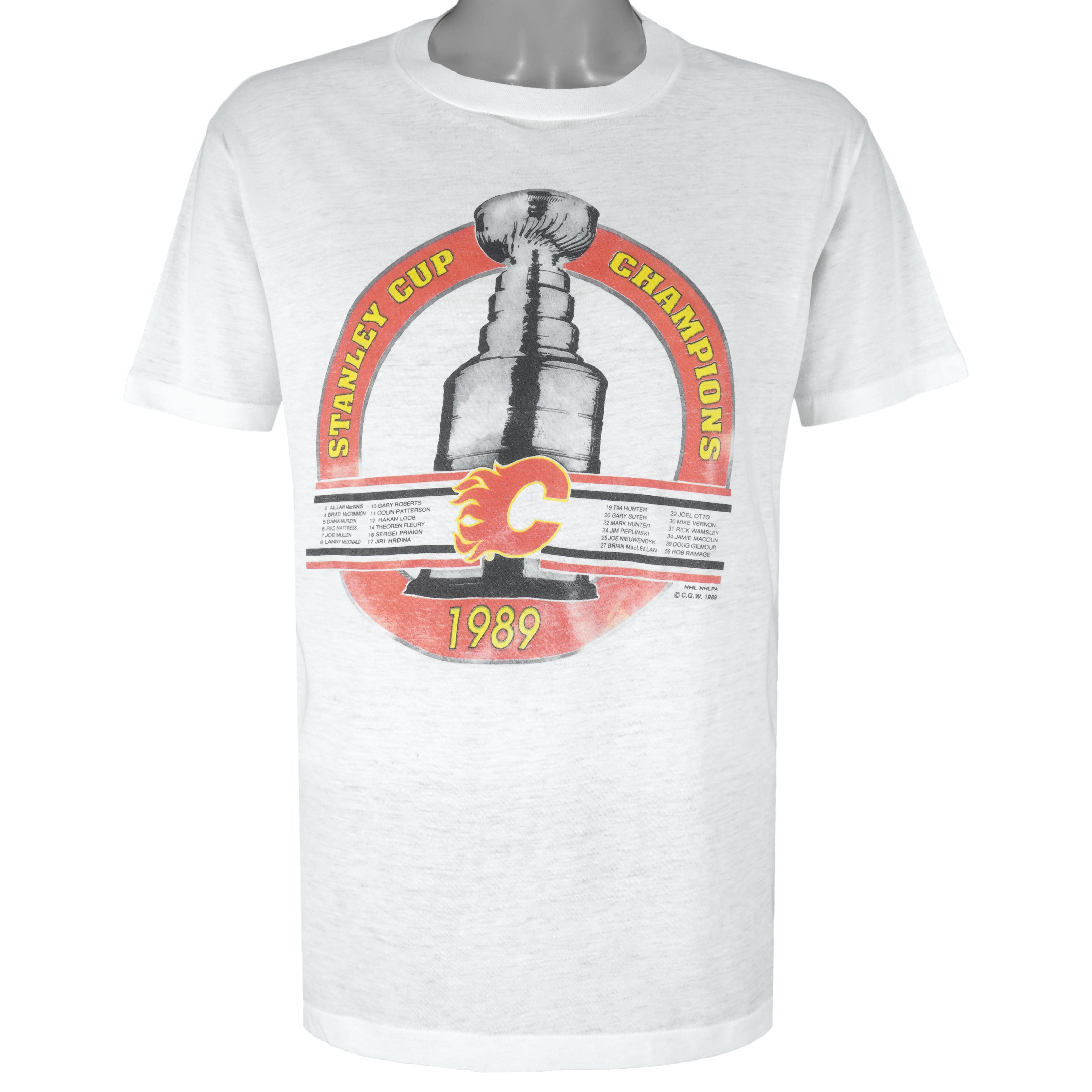 NHL (Special) - Calgary Flames Stanley Cup Champions T-Shirt 1989 Large Vintage Retro Hockey